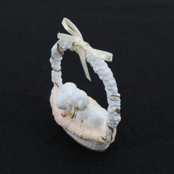 Hallmark Lambs Basket Bone China Christmas Is Gentle Christmas Ornament 1987 VTG - Picture 7 of 9